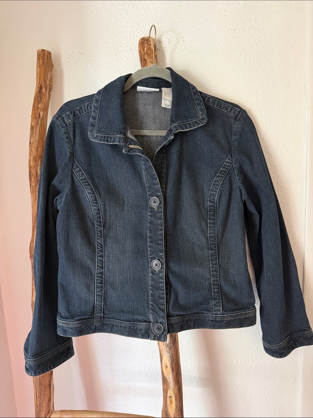 Liz Claiborne Classic Dark Wash Blue Tailored Denim Jacket Cotton Medium